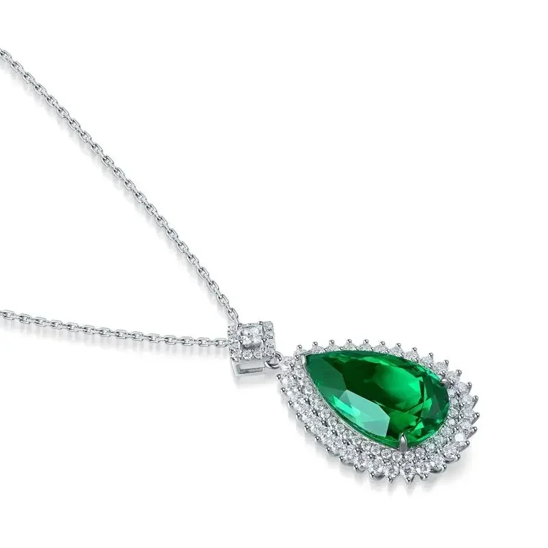 RUIF 2023 Hot Sale 9K Gold Main Stone11.07ct Necklace Pear Shape Lab Growth Created Emerald Classic Style