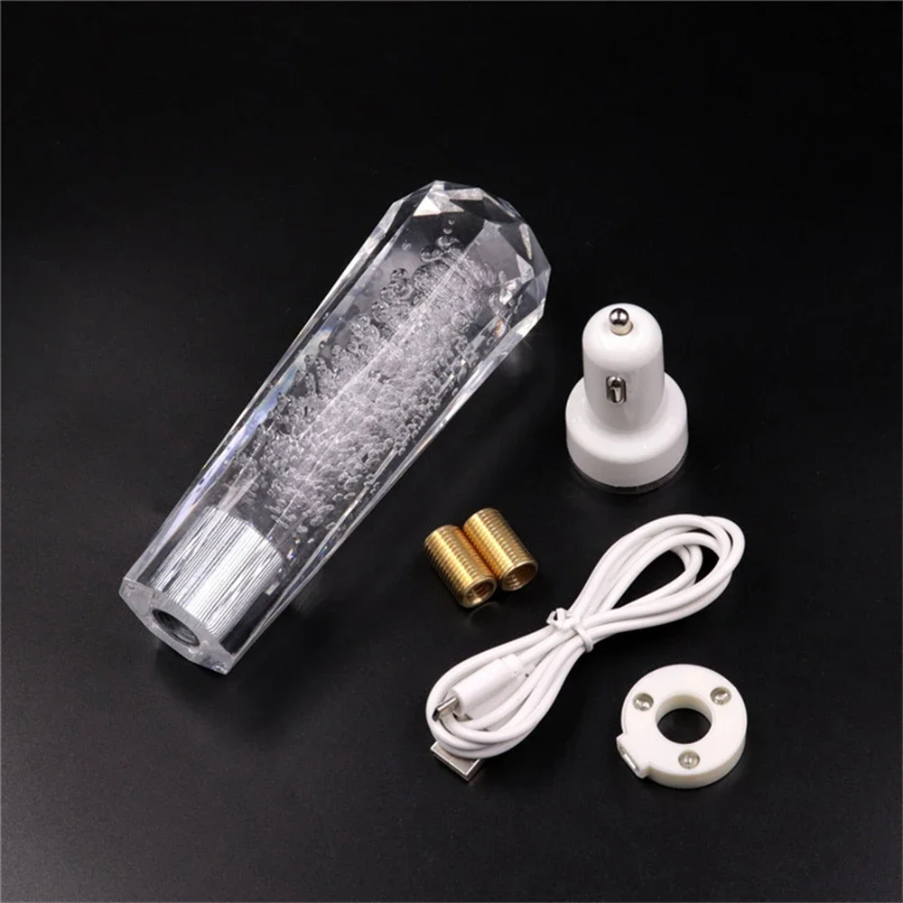 15cm Car White Shining Stitching Multicolor Gear Shift Knob Crystal Bubble Colorful Shifter Lever AT MT Fit For Honda Toyota