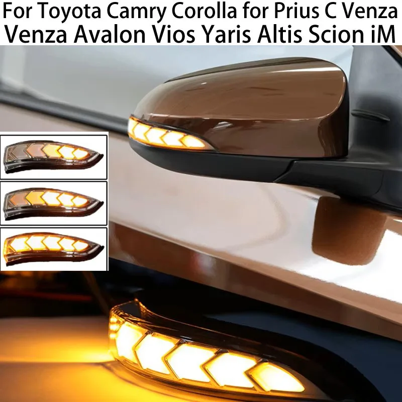 

Для Toyota Camry/Corolla/Prius C/Venza/Avalon/Vios/Yaris. Динамический поворотный сигнал LED для боковых зеркал, поточный желтый мигалка, корпус.
