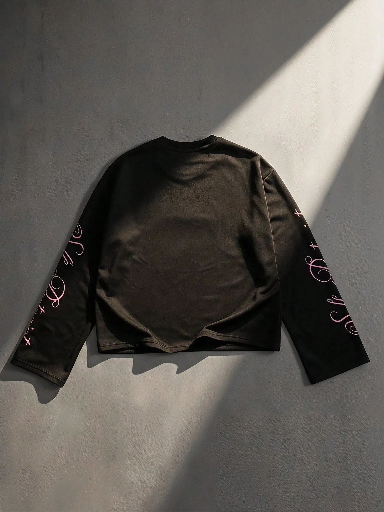 Men's T-shirt Crew Neck Short Summer Black Pink Floral Gothic Letter Print Long Sleeve Loose Streetwear Casual Fashion Tops