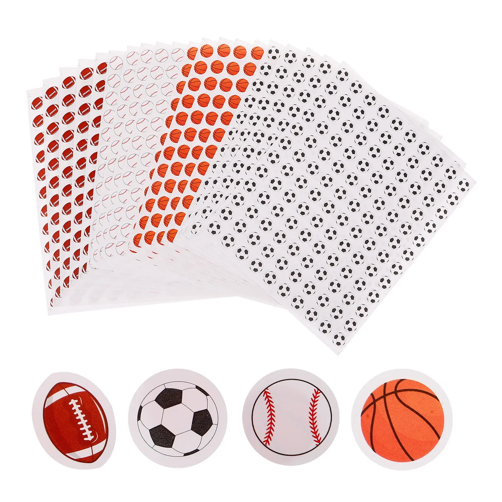 20Sheets Sports Ball Mini Stickers Bulk DIY Scrapbook Water Bottle Decoration Sports Party Favors Basketball Soccer Tennis
