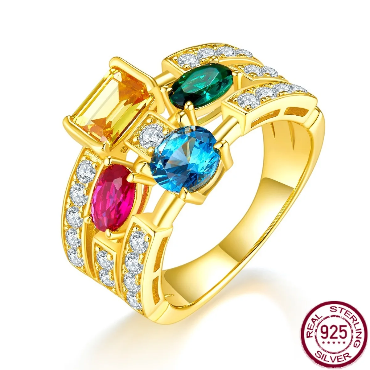 

New popular s925 pure silver full diamond candy ring, luxurious and fashionable wedding jewelry