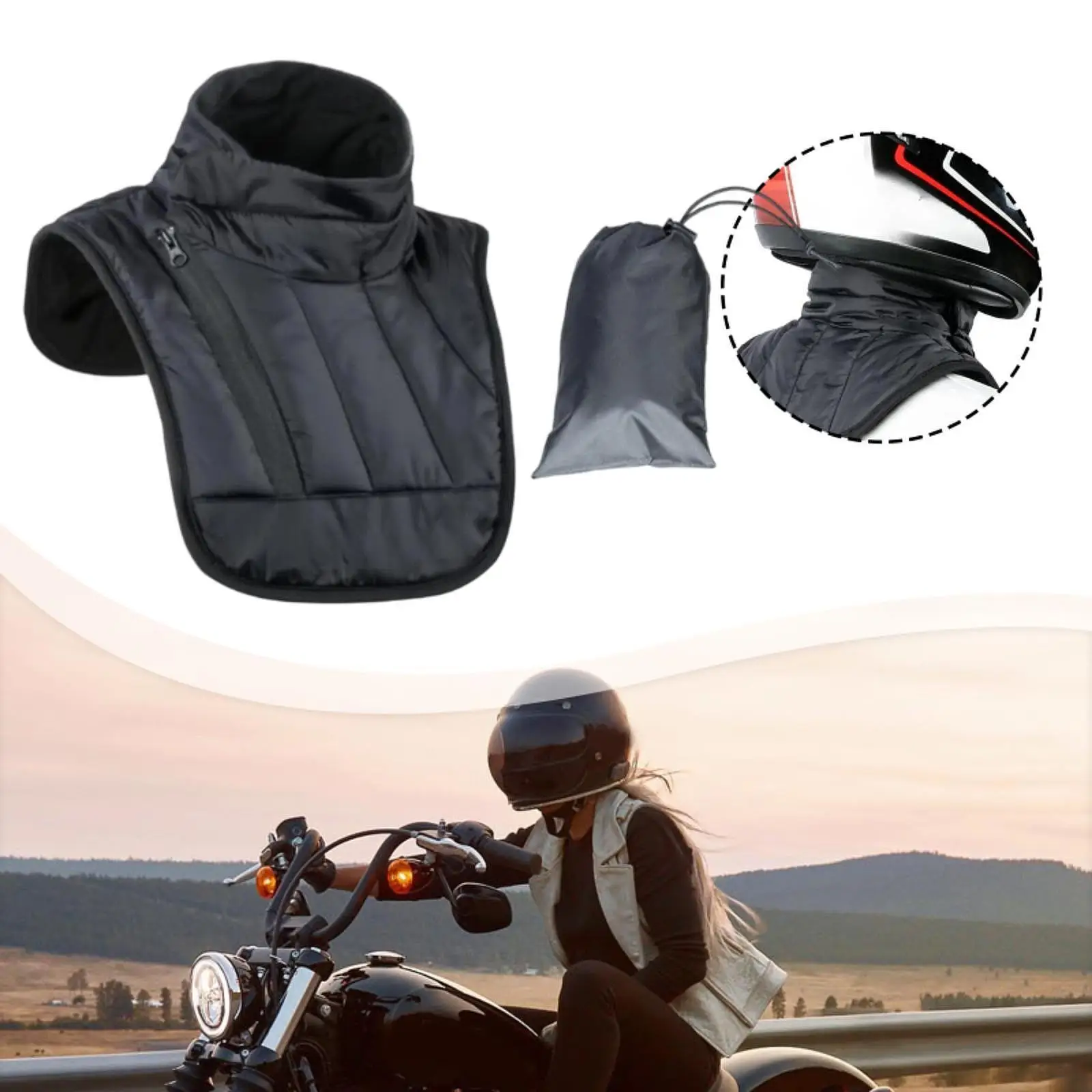 Winter Gear Thick Fleece Neck Gaiter & Chest Warmer for Motorcycle Skiing Soft Warm Windproof Cold Weather Face Mask
