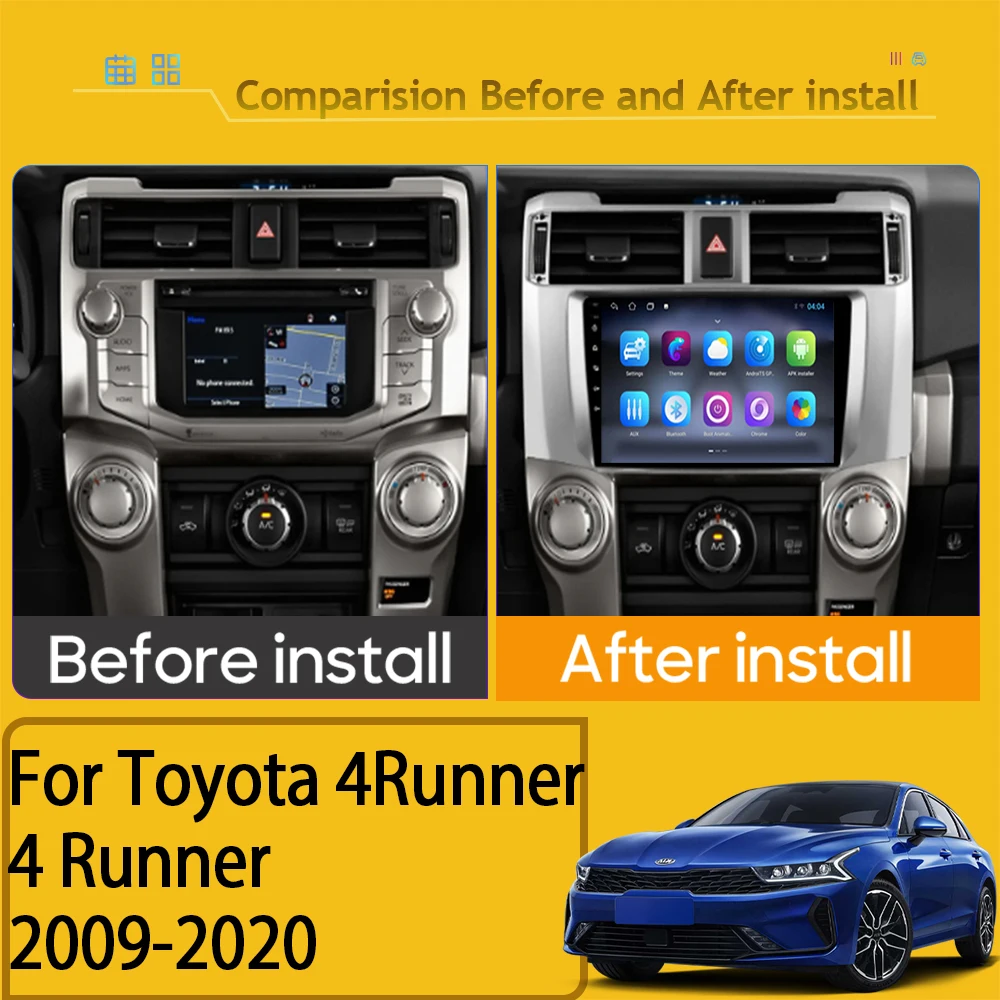 Car Player Android For Toyota 4Runner 4 Runner 2009-2020 Auto Radio Multimedia GPS HDR CPU Navigation 5G  Screen Stereo DVD WIFI