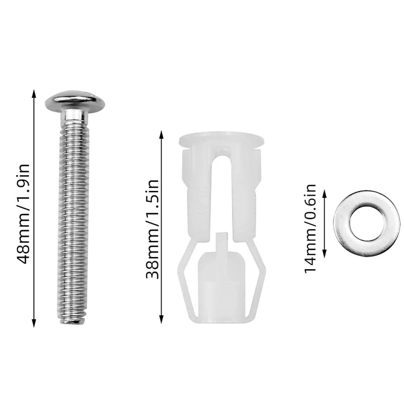 8X مسامير مقعد المرحاض ومسامير غطاء مرحاض الفولاذ المقاوم للصدأ مسامير تثبيت مفصلات ، لقطع غيار مقعد المرحاض