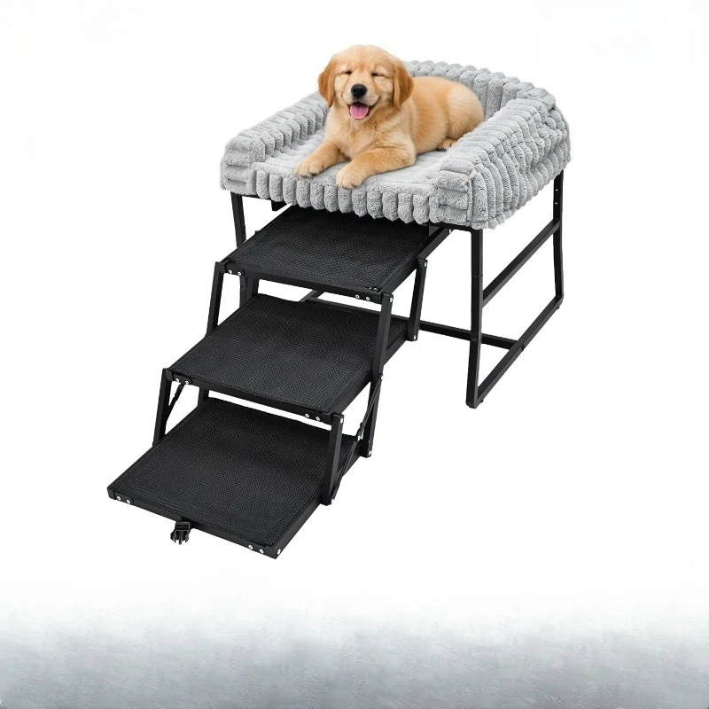 Pet bedside ladder plush seat cushion chair indoor sofa dog stairs be stored folding ladder