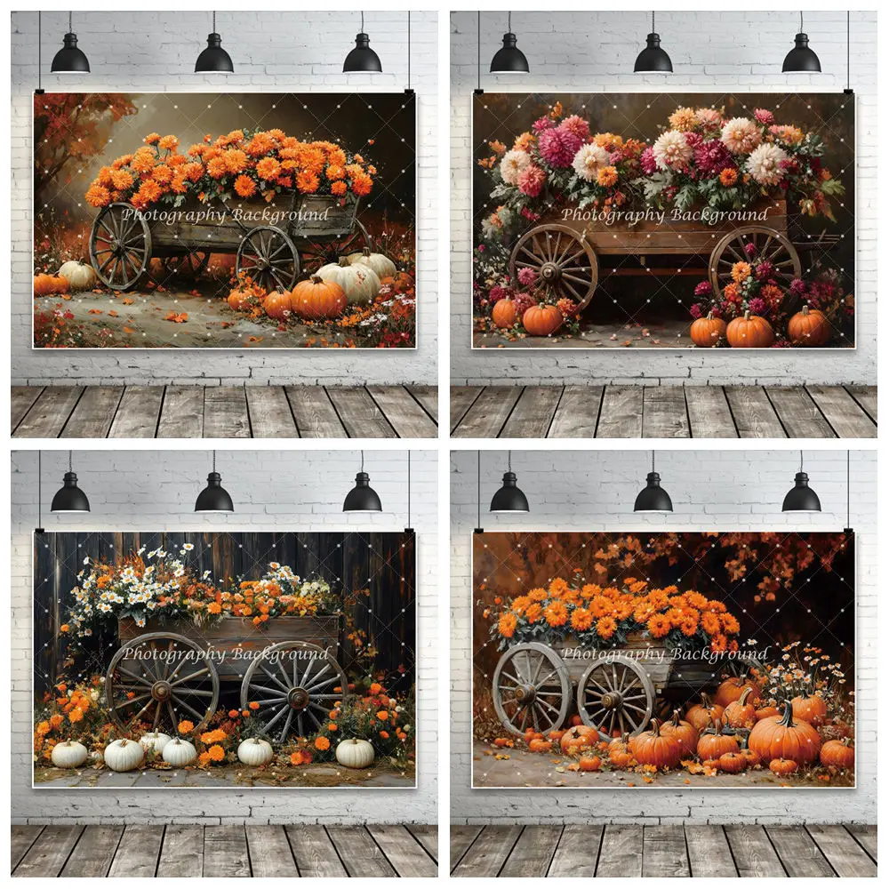 Herbst Kleine Warenkorb Blumen Hintergrund Kürbis Gänseblümchen Chrysantheme Fotografie Hintergrund Party Dekorationen Fotografie Zubehör