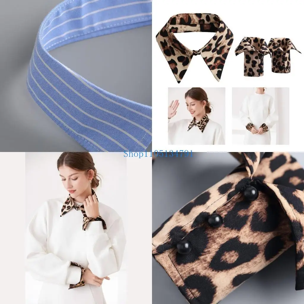 98km Womens Decorative Clothing Accessory Set Detachable False Collar and Wrist Cuffs