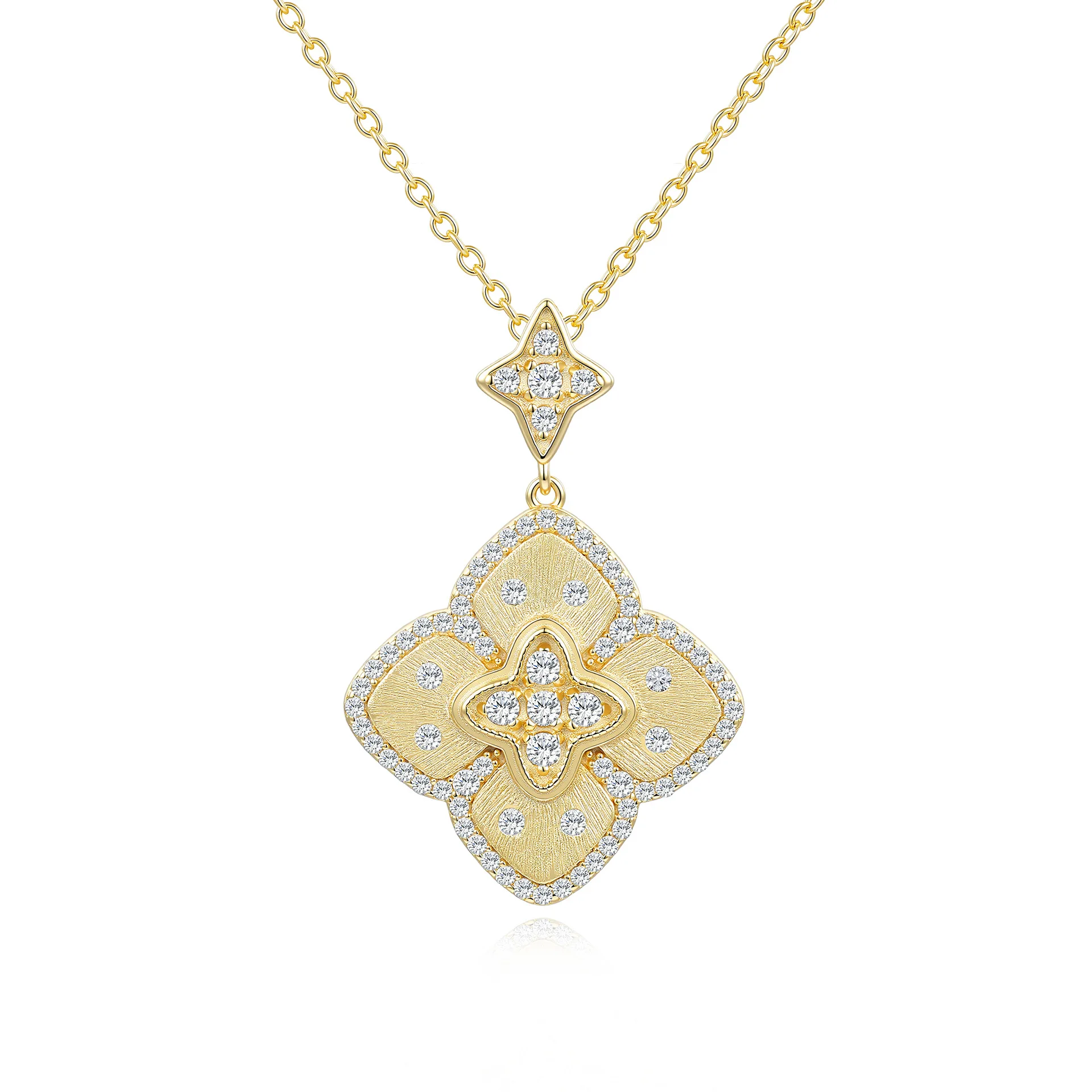 

Luxurious 14K Gold Moissanite Necklace Pendants Brushed Luxury for Women Platinum Pt950 Fine Jewelry Gift