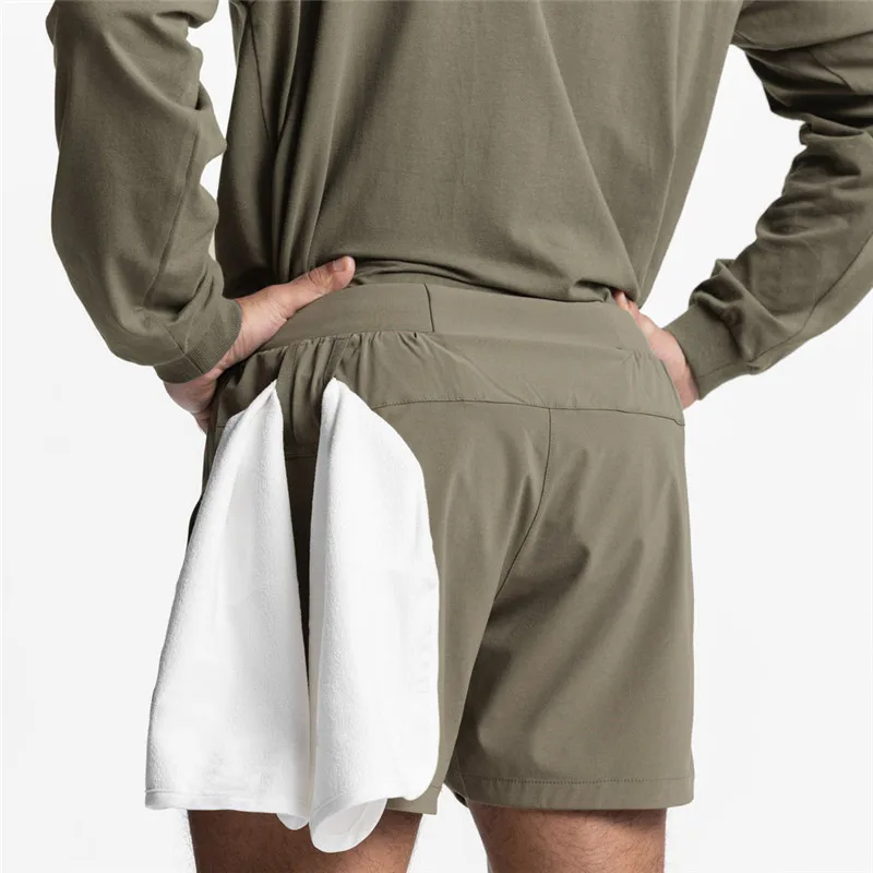 Pantalones cortos para correr para hombre, 2 en 1, de doble cubierta, secado rápido, para gimnasio, Fitness, entrenamiento, 2022