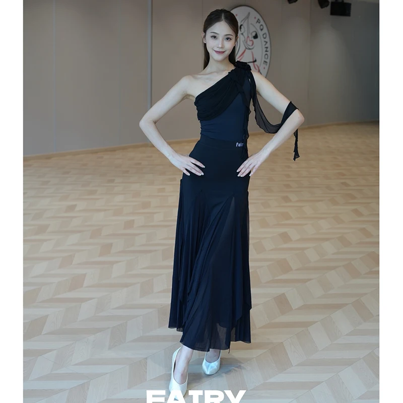 Roupas de dança de salão de verão mulheres valsa dança prática roupas desempenho vestido adulto baile clube moderno dança wear bl16690