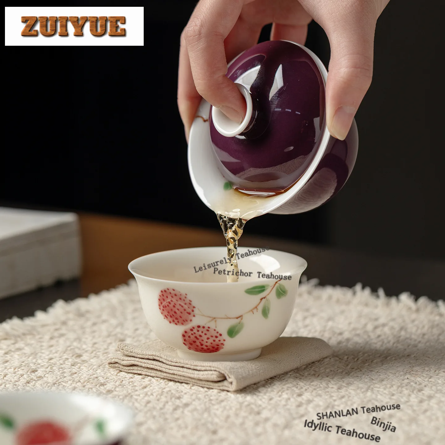 

Набор для заваривания чая в дорогу «Личи», расписанный вручную, в антикварном стиле, 1 чайница, 1 чашка, органайзер для заваривания чая, портативный, для пикника, в сумке, декор