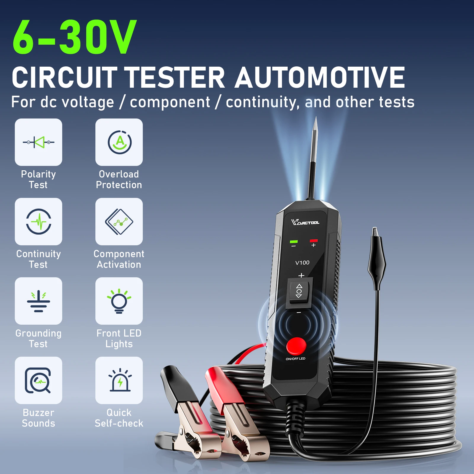 vdiagtool-v100-車両回路テスター-12v-24v-自動車診断スキャナー-145フィートケーブル-デュアルledパワープローブ-コンポーネントアクティベーター