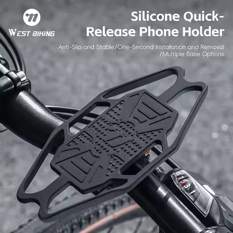 WEST BIKING Bicycle Anti-slip Phone Holder Silicone Quick-Release Phone Holder For 4.5-6.7 inches Phone Screen Cycling Accessory