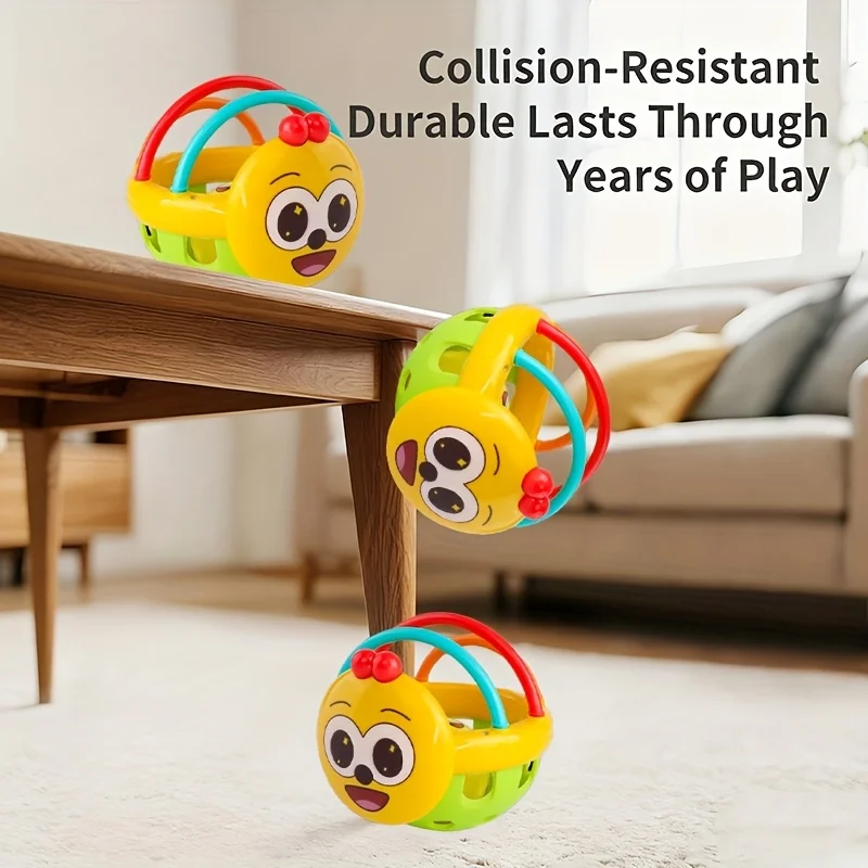لعبة جرس القابضة للأطفال - لعبة التطوير الحسي التفاعلية للرضع والأطفال الصغار، تصميم حيوانات ملون