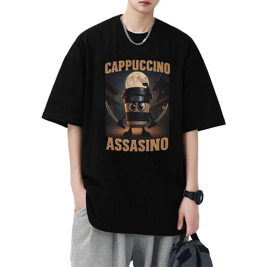 

Italian Brainrot T shirt Cappuccino Assasino Funny Meme printed short sleeve T-shirts Unisex harajuku Fashion 100% Cotton Tops