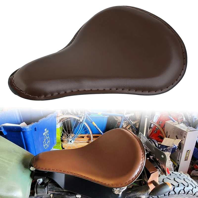 Universal Motorcycle Brown Solo Seat Chopper Saddle Vintage Cushion Parts For Harley Bobber Custom Honda Yamaha