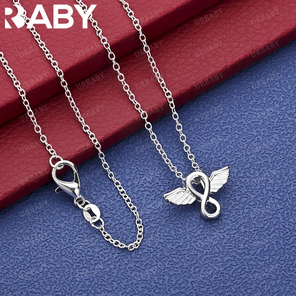 

URBABY 40-75cm 925 Sterling Silver Wing Pendant Necklace Anniversary Gift Popular Wild Fashion Romantic Jewelry