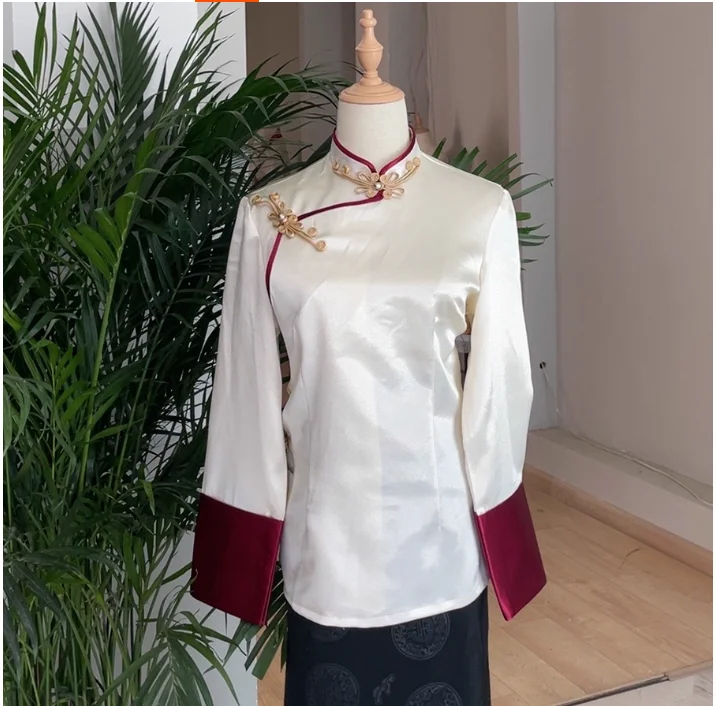 

Тибетская рубашка Xizang Рубашка на пуговицах ручной работы с танцевальной одеждой