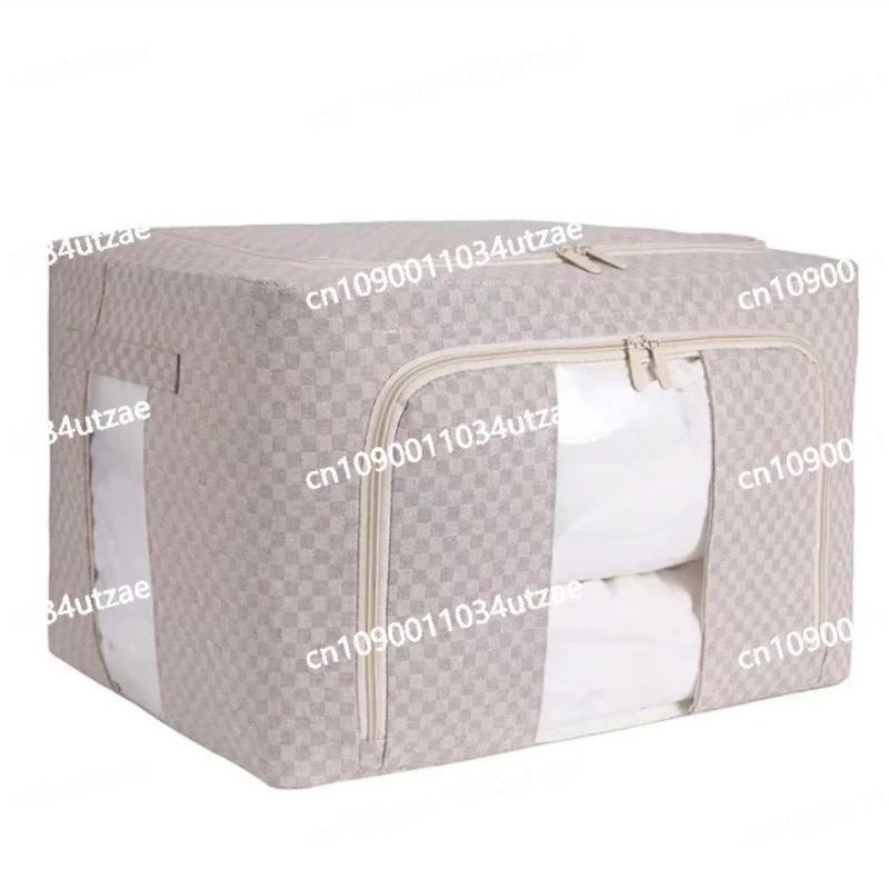 

Chessboard Steel Frame Box Oversized Fabric Clothing Storage Box Foldable Solid Color Baina Box Visible Super Load-bearing