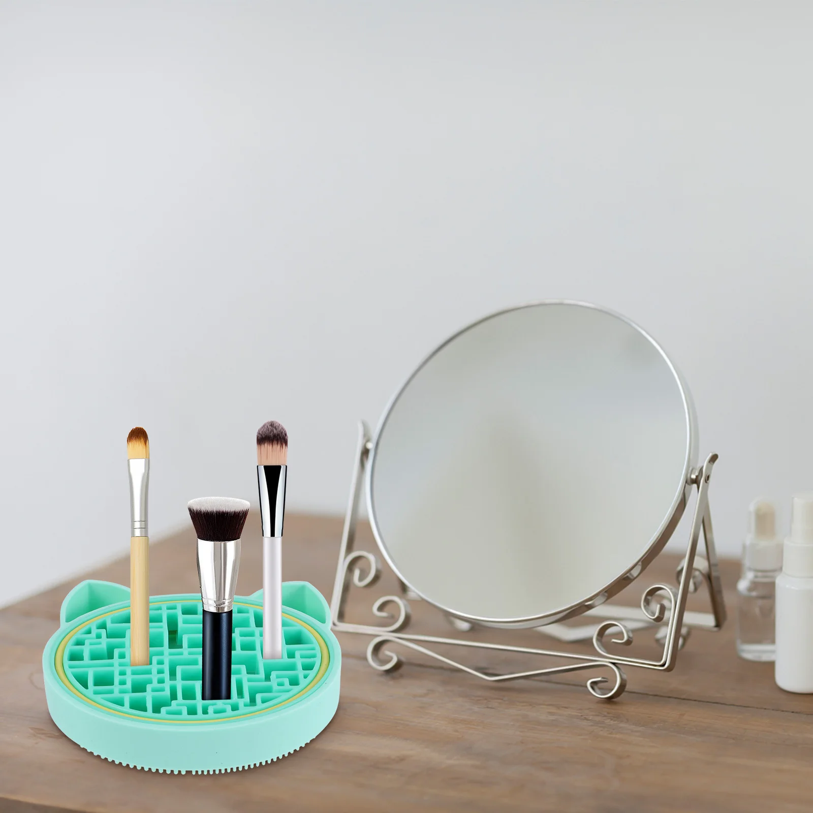 

Makeup Brush Cleaning Box 2 In 1 Silicone Mat Cleaner Drying Holder For All Sizes Reusable Scrubber Pad Organizing Stand Brush