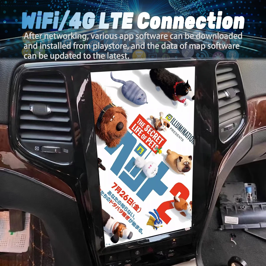 13.6inch For Jeep Grand Cherokee 2010-2013 2014-2019 Black Golden Car Multimedia Player Gps Radio Android Carplay Android Auto