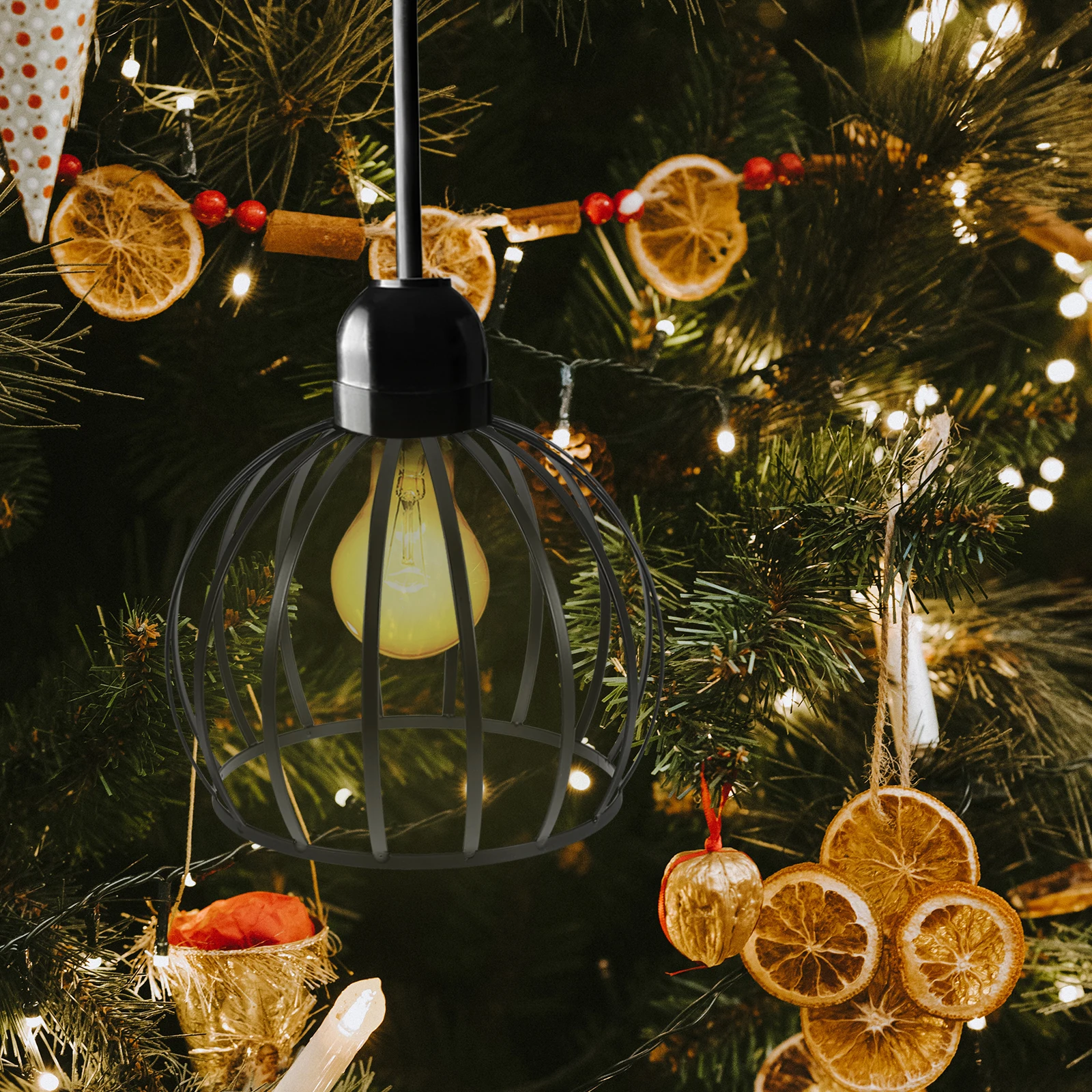 

Vintage Iron Lamp Shade 10Mm Hole E27 Pumpkin Ceiling Light Cover Hollow Metal Design Industrial Style Replacement Light Shades