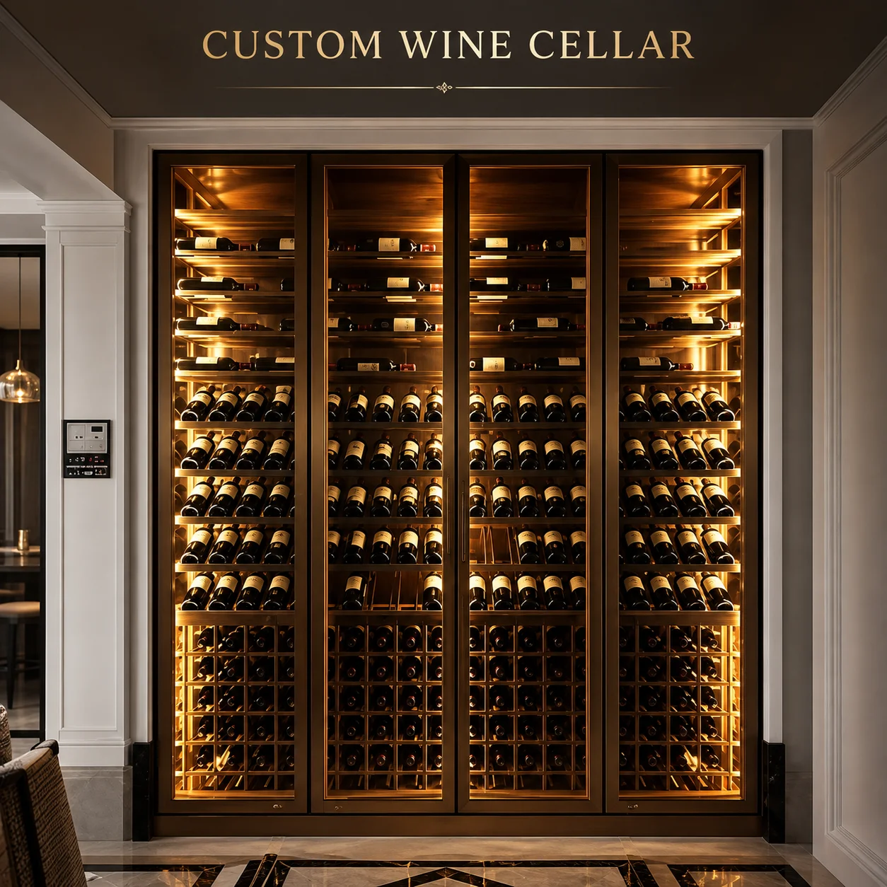 Stainless Steel Wine Display Shelves Wine Cabinet Commercial Wine Cooler for Restaurant Bar Hotel