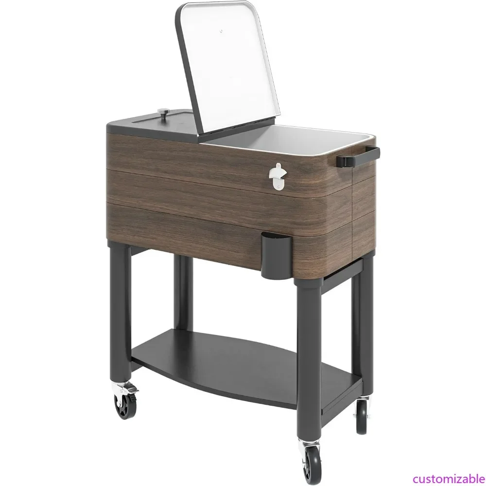 

Портативный переносной холодильник для патио со стальной конструкцией, вместимостью 60 кварт для хранения напитков на открытом воздухе