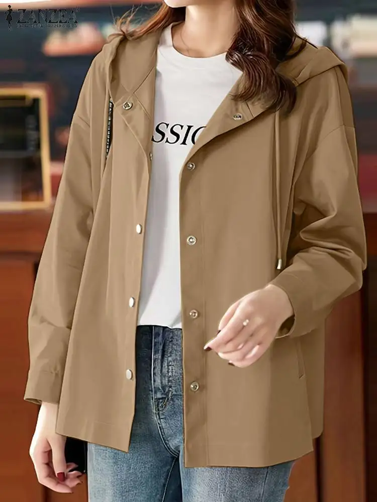 

ZANZEA Spring Elegant Party Outwear Fashion Jackets Woman O-Neck Long Sleeve Coats Female Vintage Solid Color Jacket Oversized