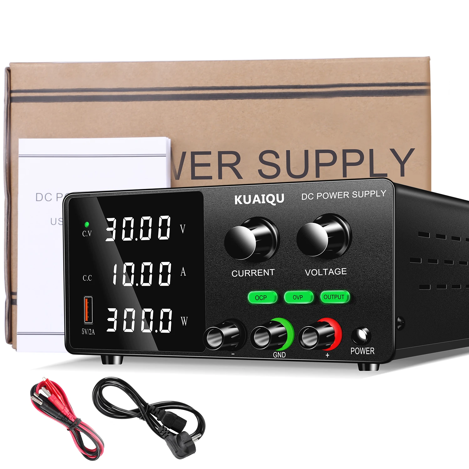 KUAIQU High Precision 30V10A Adjustable DC Stabilized Power Supply, Laboratory Specific Digital Display Power Supply, Aging Test