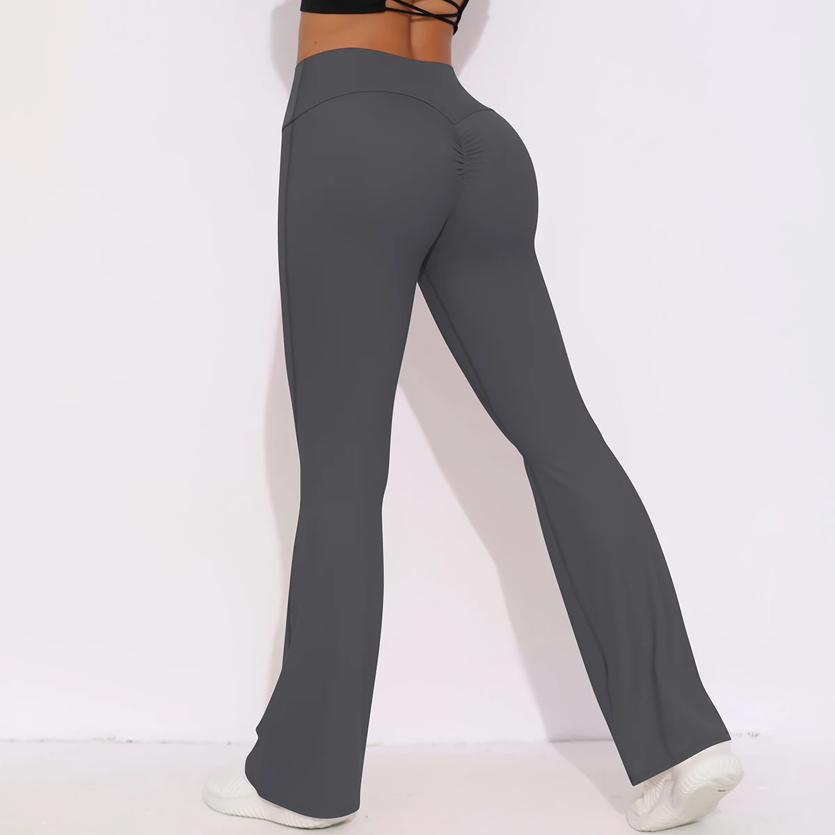 

Flared Shark Pants Yoga Breathable Sports Gym Pants Women's High Waist Solid Color Skinny Flared Women Pants