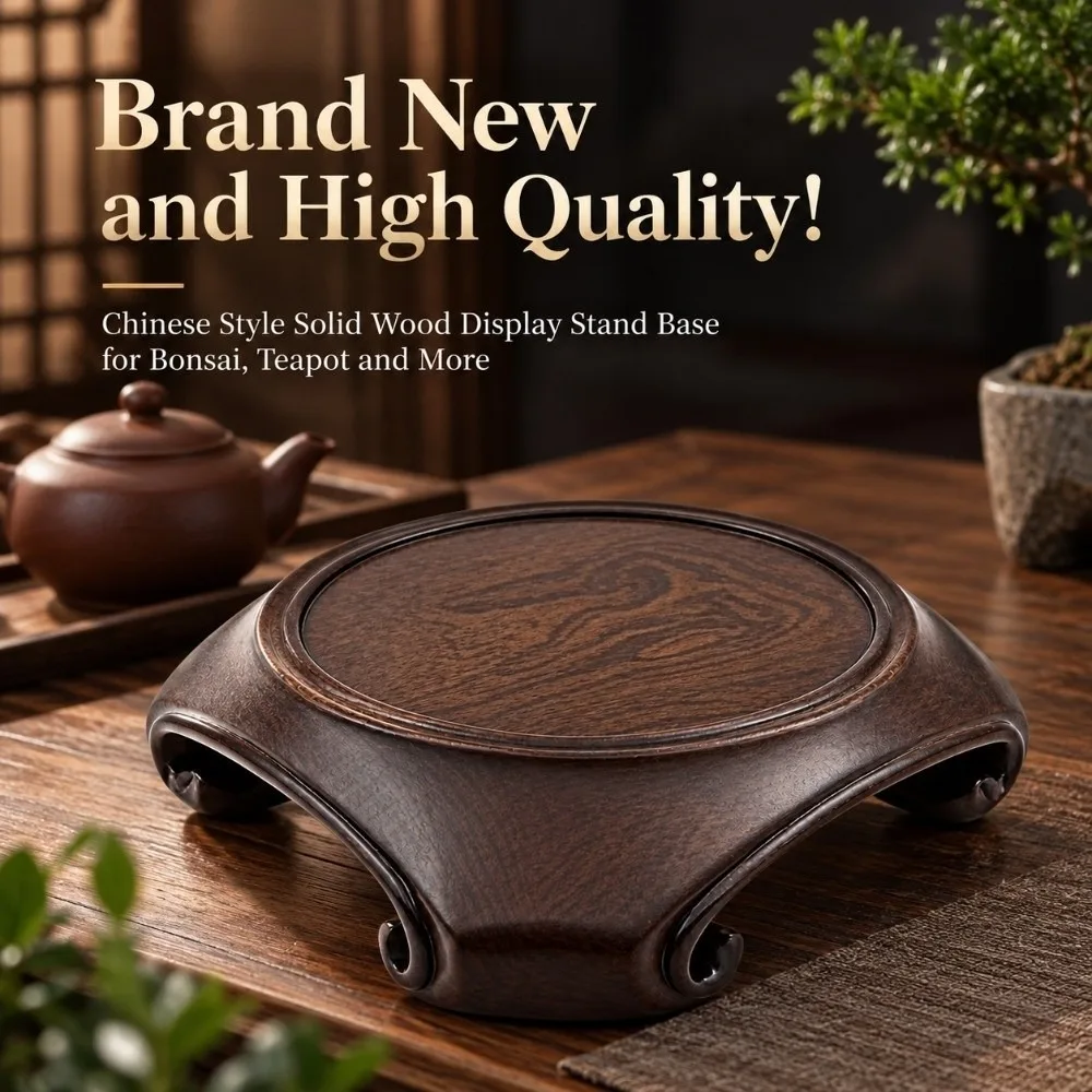 Solid Wood Display Pedestal Base Hand Carved Teapot Stand Wooden Display Stand Bonsai Stand Plant Pot Stand Display Base Rack