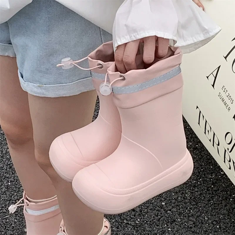 Fashion outwear trend drawstring drawstring rain boots new girls boys Eva soft bottom four seasons universal rain shoes