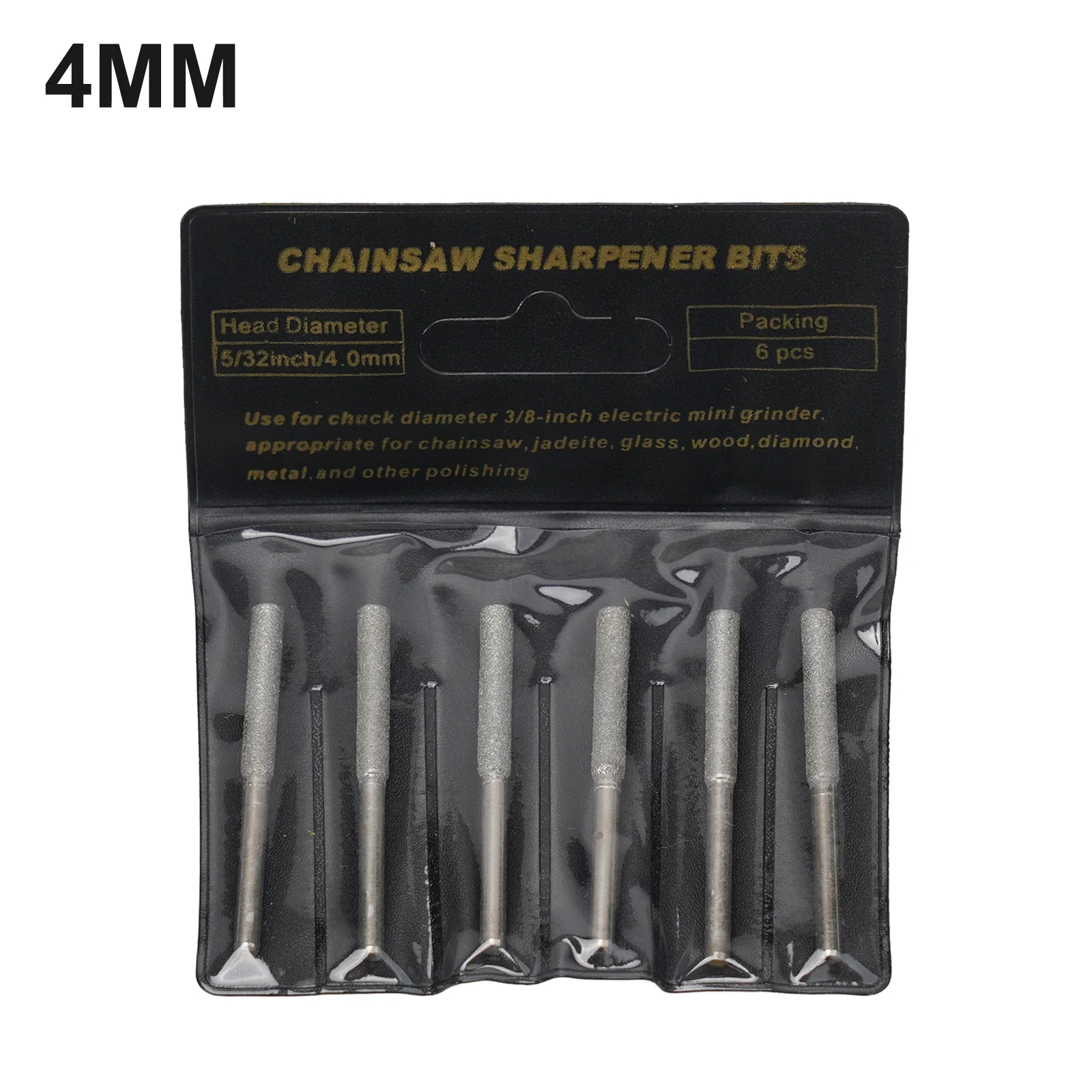 6pcs Diamond Chainsaw Sharpener For Metal Polishing Jade Wood Molds Steel 4/4.8/5.5mm Carving Burr Grinder Chain Saw Drill Tools