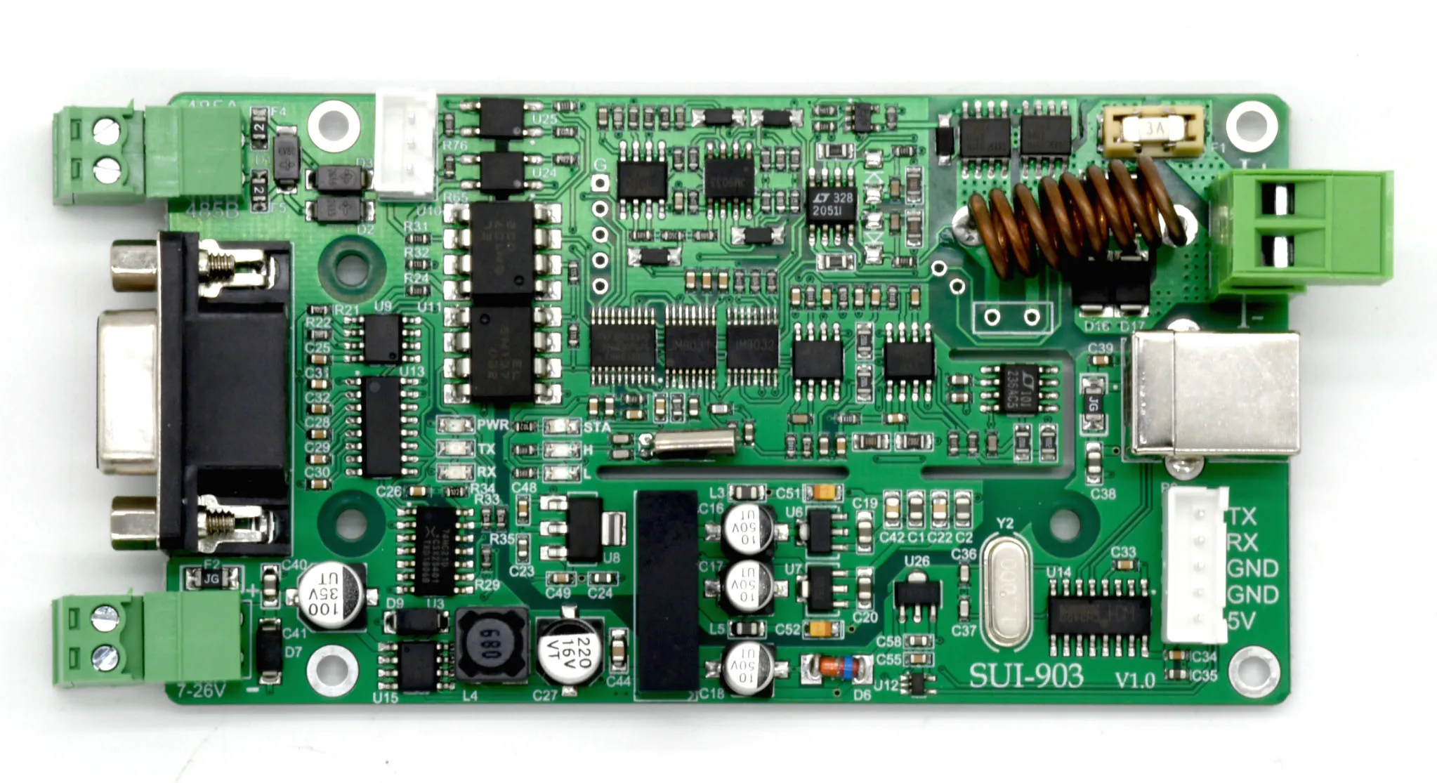 Sui-903 Microampere Ammeter UA Current Detection Card Serial Communication Positive and Negative Current Card 500ua-2a