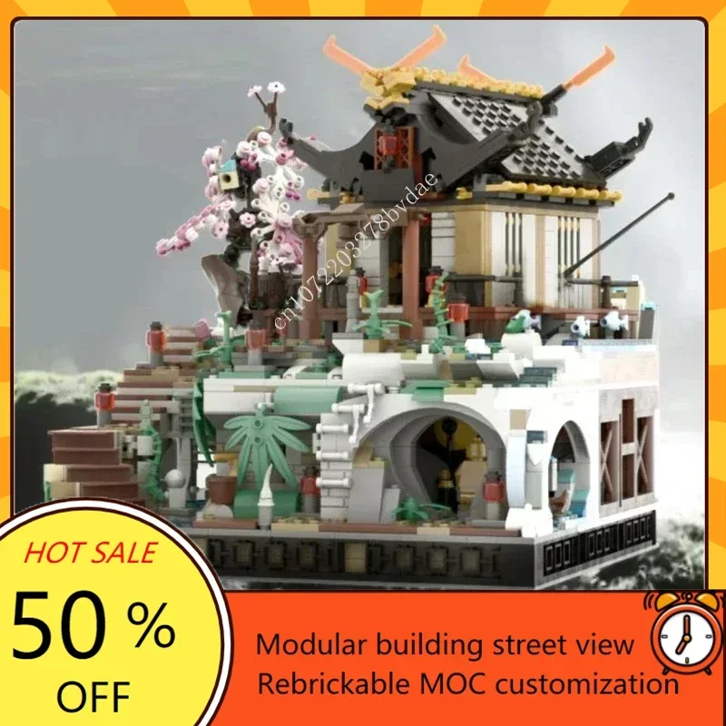 2639 pçs personalizado moc templo japonês vista de rua arquitetura modelo kit educacional diy puzzle montagem brinquedo para presentes aniversário