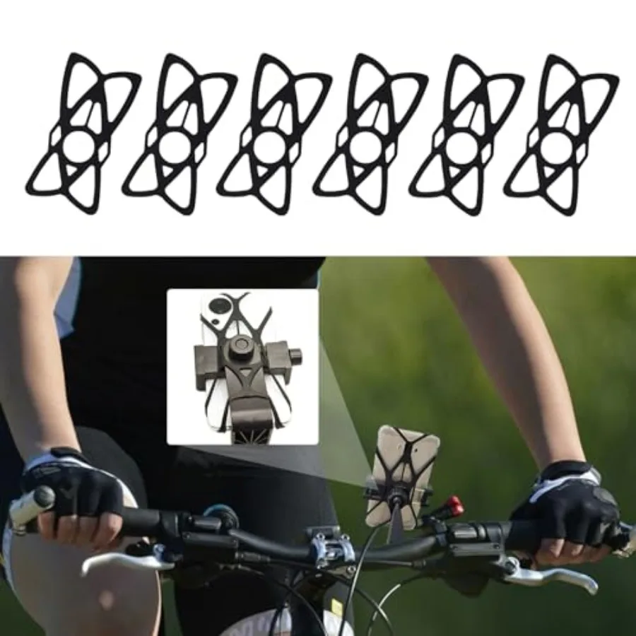 6Pcs Motorcycle Phone Mount Tether Bike Phone Mount Holder Band with Elastic Smart Phone Security Silicone Strap Replacement fo