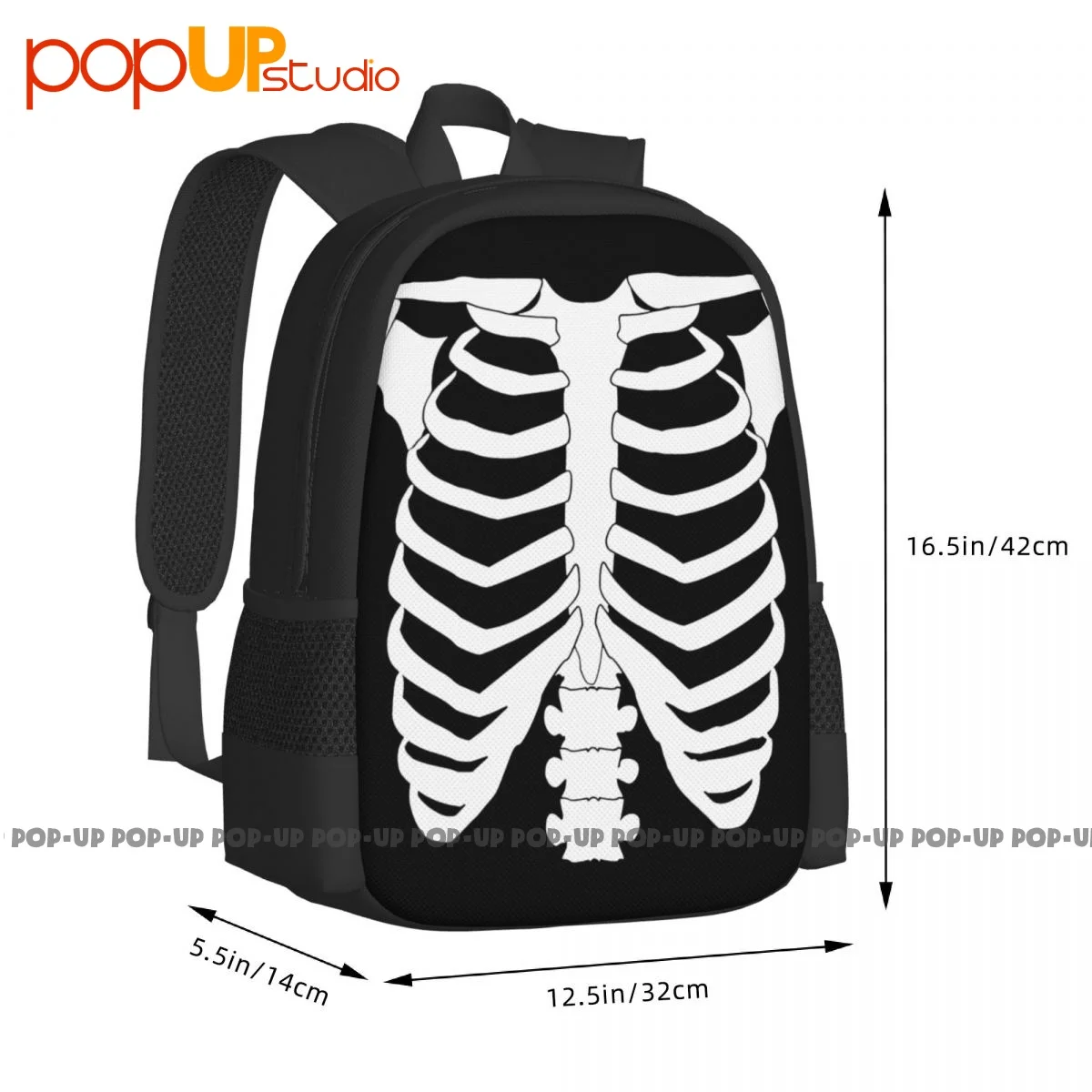 Bones Skeleton Rib Cage Punk Rock Metal Goth Backpack Large Capacity Travel Portable Eco Friendly Bags For Travel