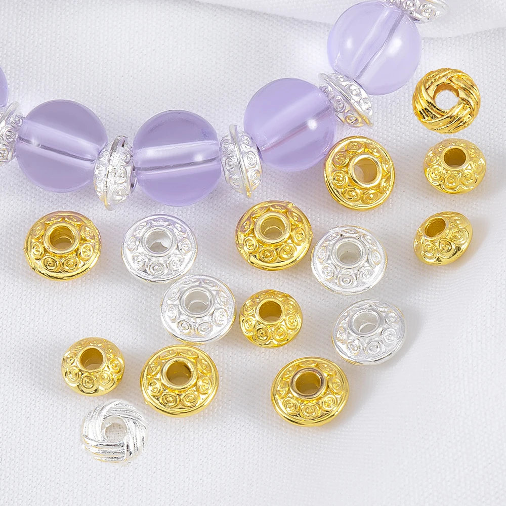 10pcs 20Pcs 18K Gold Color Plated Brass Flat Round Charms Loose Beads Copper for DIY Necklace Earrings Jewelry Making Supplies
