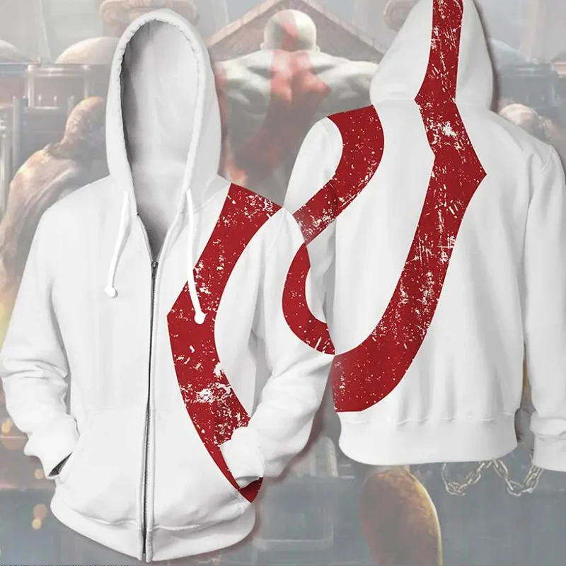 Gra God of War 3D bluzy z nadrukiem mężczyźni kobiety Cosplay Streetwear bluzy oversize bluza z kapturem na zamek męski dres odzież męska