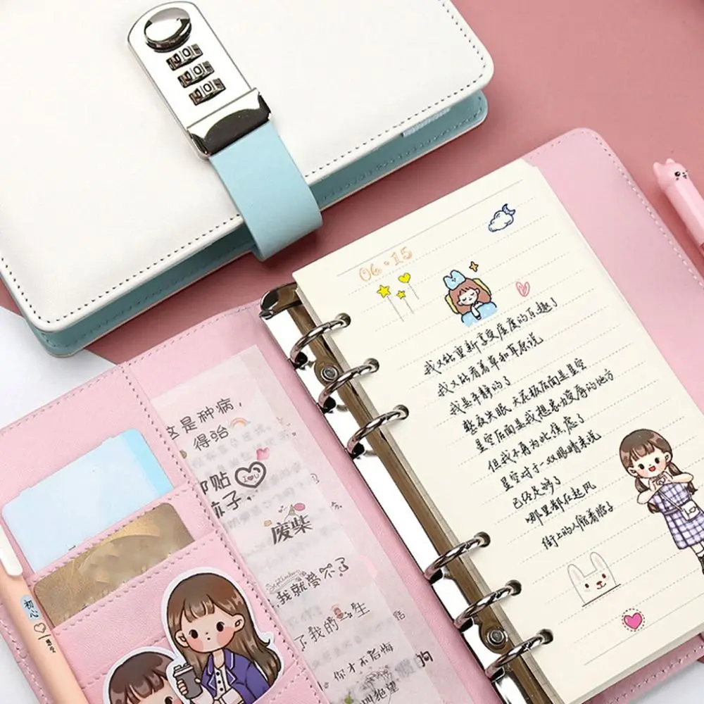 90 صفحة قفل بكلمة مرور دفتر A5 بولي Leather الجلود دفتر الكتابة الطالب لينة مقاومة للبقع اليد دفتر الأستاذ جدول الأعمال الأسبوعي الأكاديمي