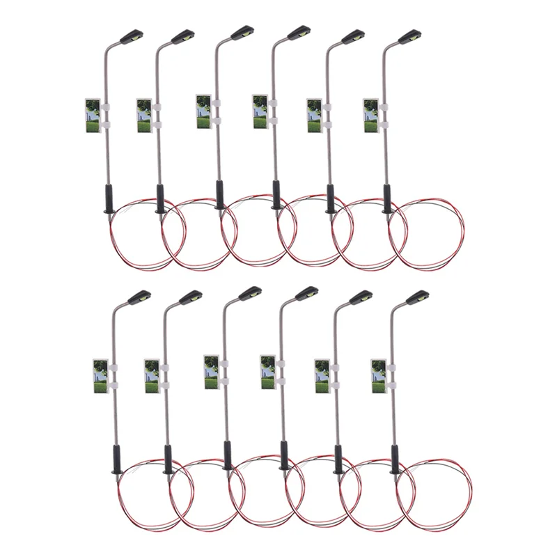 YSUN-100 قطع نموذج صغير قطار السكك الحديدية عمود الإنارة ضوء الشارع المصابيح الدافئة الأبيض HO مقياس 1:100 حديقة مصابيح إضاءة للمناظر الطبيعية #5