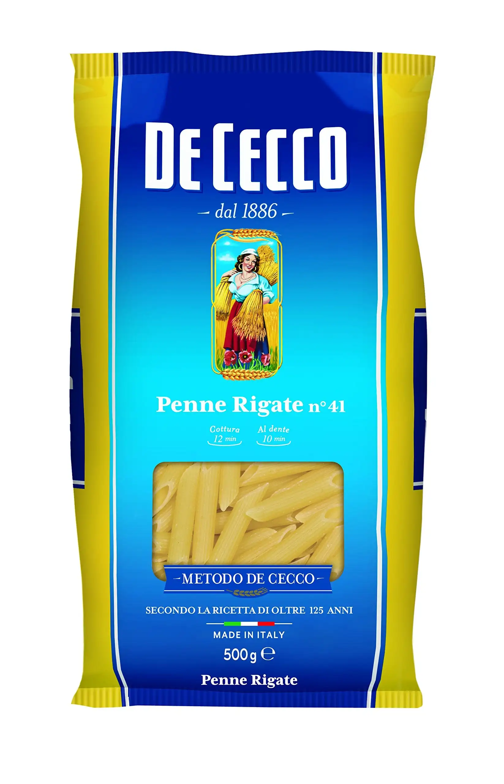 De Cecco Pens Rigate Semolina Pasta, 500g, paquet de 24