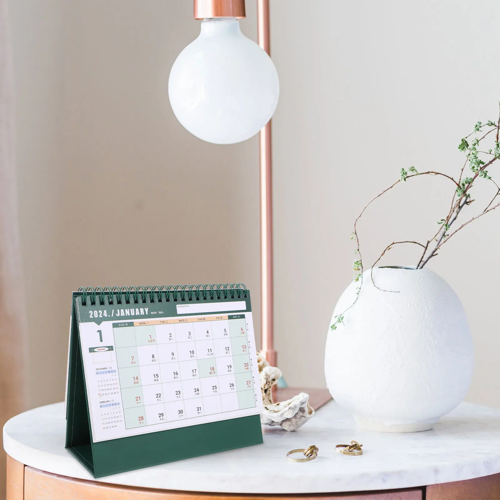 

Large Grid Calendar 2024 Red Desk Calendar Big Size Monthly Planner Home Office St Schedule Note Accessories