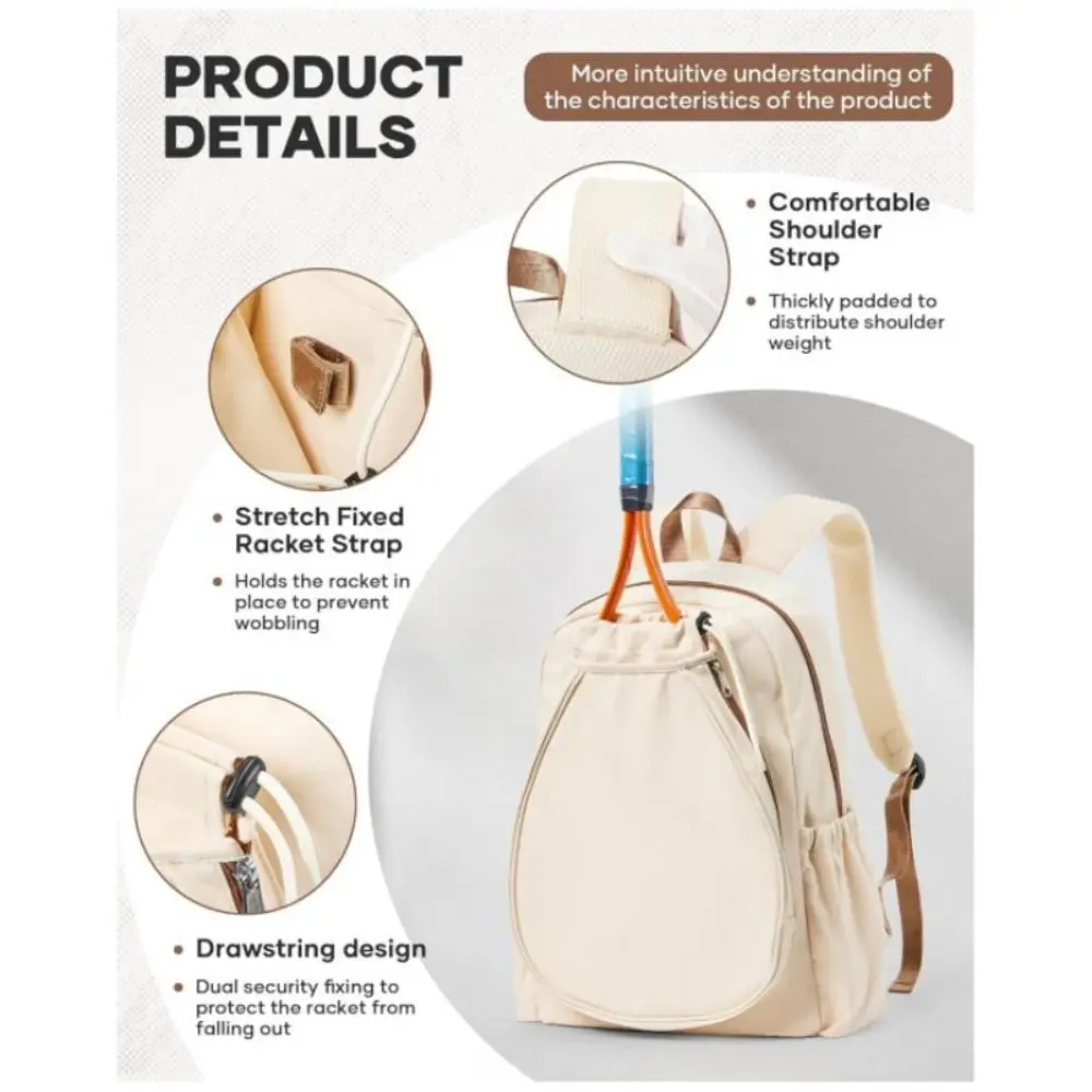 

Lightweight Pickleball Bag Compartment Dry-wet Separation Tennis Backpack Large Capacity Pickleball Paddle Bag Training