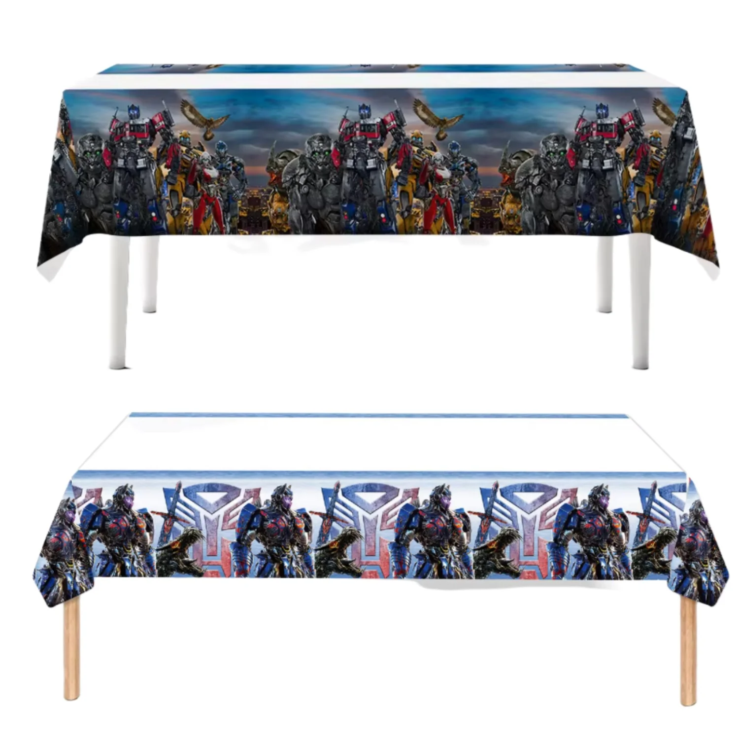 Toalha de mesa descartável para festa de aniversário, decoração, robô bumblebe, capa de mesa para crianças, meninos, lembranças, suprimentos para festa ﻿