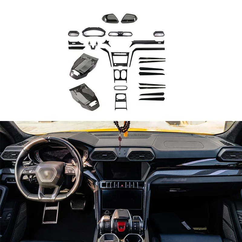 29 PCS Dry carbon fiber interiors for LAM URUS upgrade facelift sticker interior car accessories auto parts