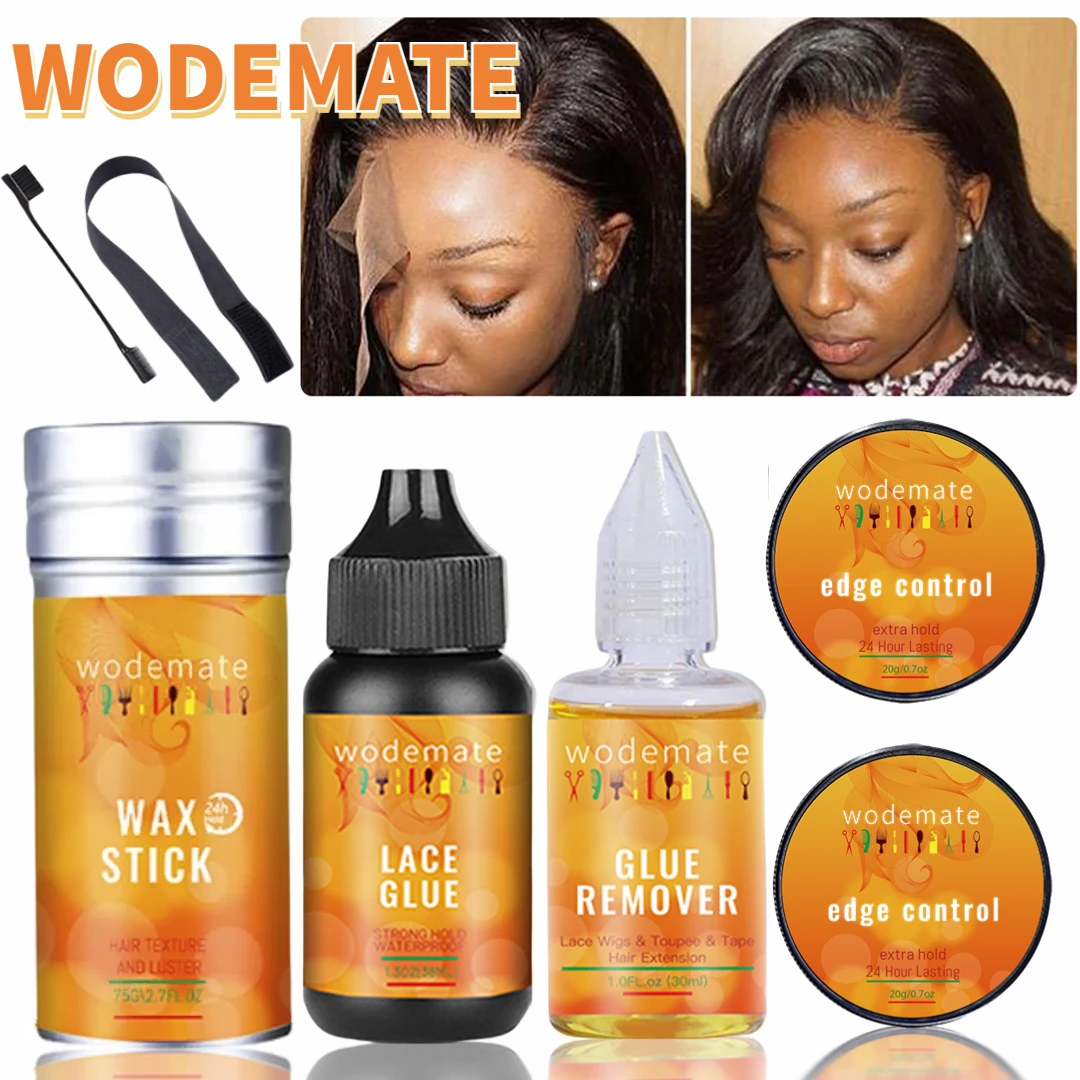 6pcs/Lot Lace Front Wig Glue Waterproof Lace Glue And Remover Set Strong Hold+Wax Stick For Wigs Hair Styling Edge Control Gel