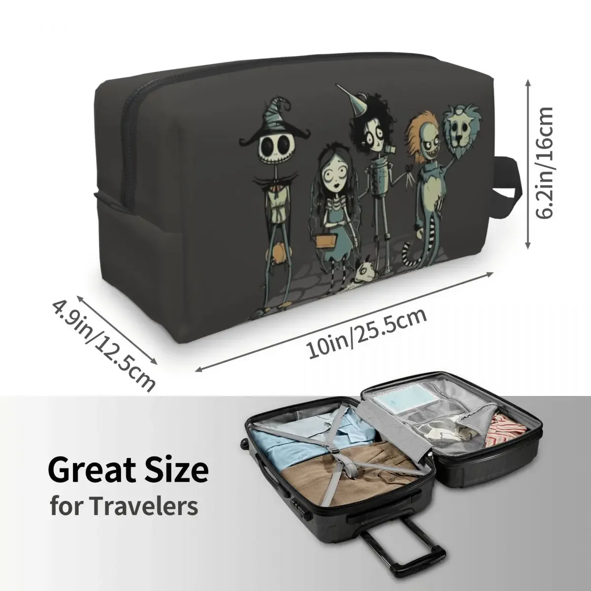 Kawaii Tim Burton Horror Movie Travel Toiletry Bag Women Gothic Halloween Film Cosmetic Makeup Organizer Beauty Storage Dopp Kit